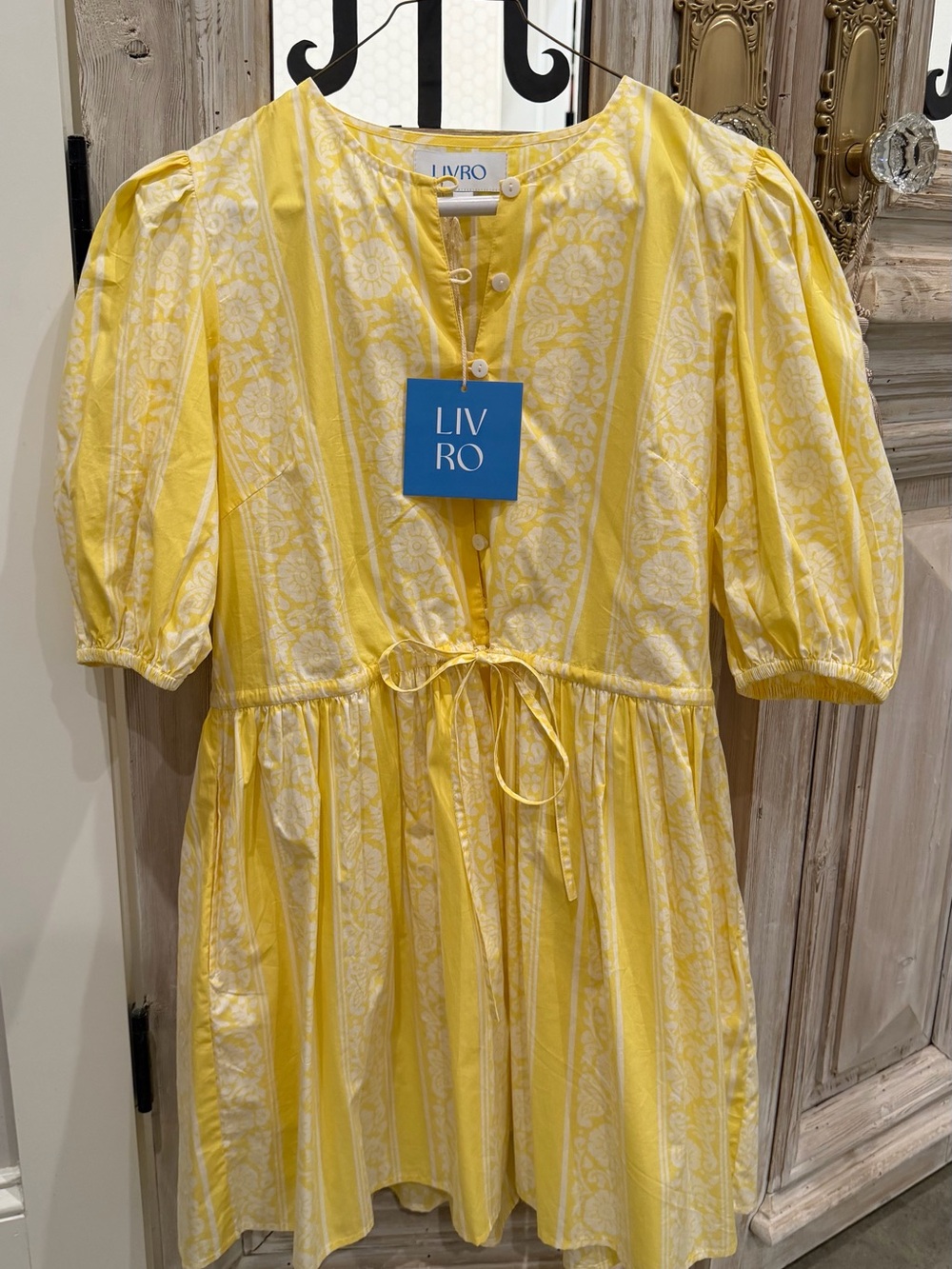LIV RO Yellow Printed Mini Dress